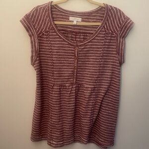 New Directions Red Striped Top Size Large Tall